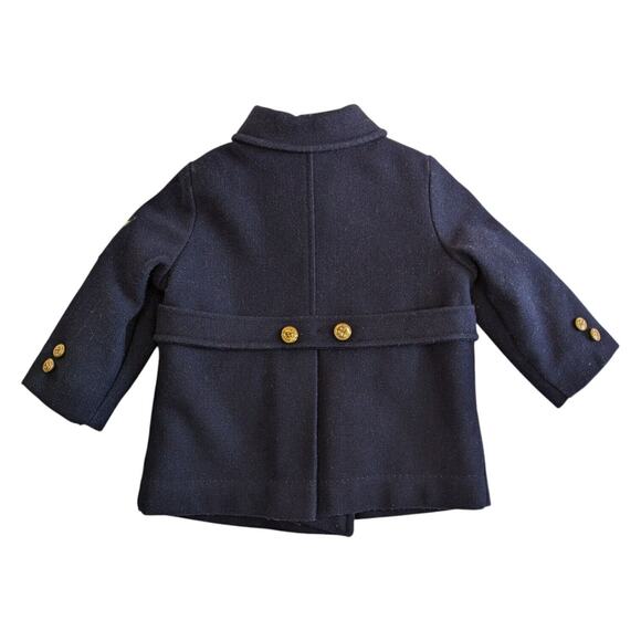 Vintage Wool Pea Coat 2T Navy Blue Nautical Preppy Classic Anchor Gold Button - Picture 3 of 11